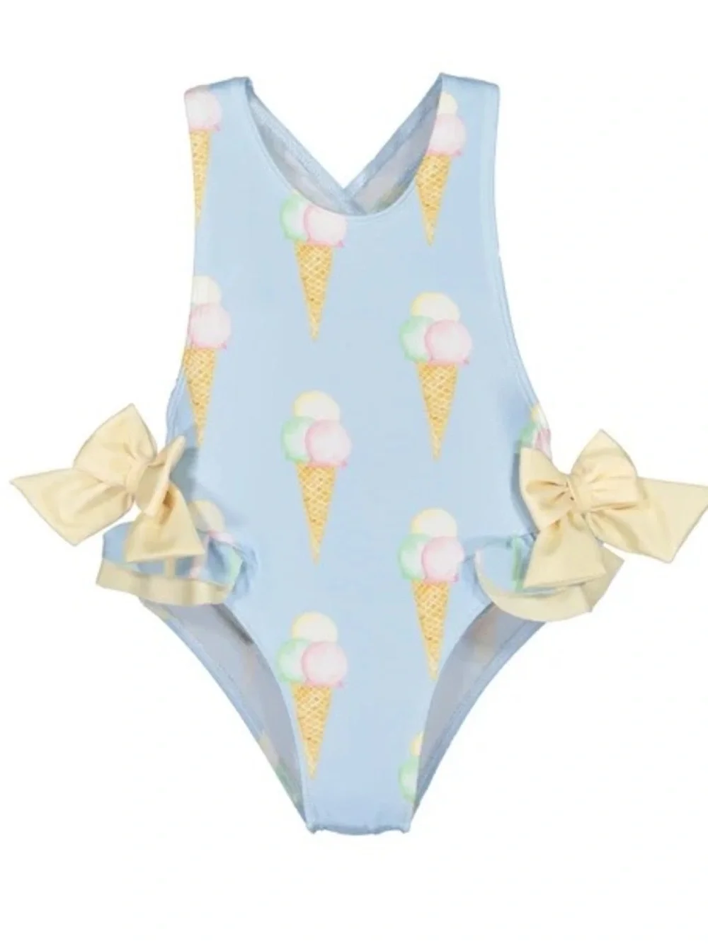 Sal y Pimienta ice cream one piece swimsuit ruffle bows baby girl toddler spf 50
